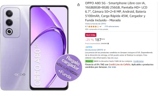 Movil OPPO A80 5G 8GB+256GB por 187.5€