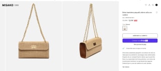 Bolso bandolera pequeño efecto rafia con cadena por 12€