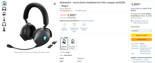 Auriculares Alienware AW920H por $2,800 | Descuento Amazon