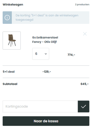5 + 1 gratis op alle bar- en eetkamerstoelen bij de Bommel meubelen