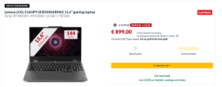 Lenovo LOQ 15APH9 15.6" Ryzen 7 RTX 4060 gaming laptop voor €899 bij Alternate