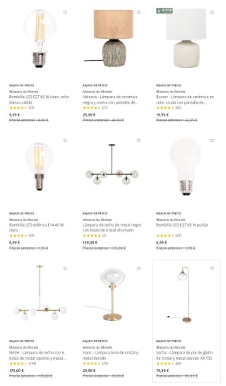 Ofertas en Lámparas en Maisons du Monde.