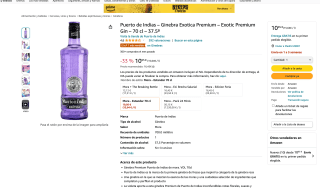 Puerto de Indias Ginebra Exotica Premium Exotic Premium Gin 70 cl 37.5º por 10,40€