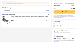 Tumbona Lorella acolchada y plegable con techo solar y ajustable por solo 47,89€