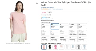 Adidas Essentials 3-Stripes Shirt Dames voor €14 bij Amazon