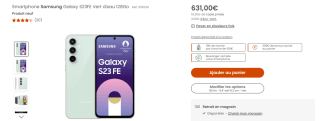 Smartphone Samsung Galaxy S23FE à 631€