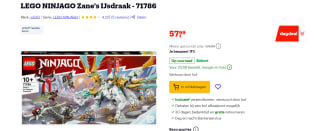Lego Zane's IJsdraak (71786) voor €57,99 bij Bol