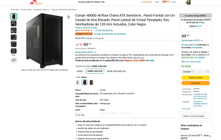 Corsair 4000D Airflow Chasis ATX Semitorre Panel Lateral de Cristal Templado por solo 99,18€