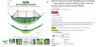 Bestrip Hamaca de Viaje Ultraligera para Camping por 8,99€