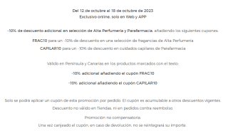 10% dto extra en Parafarmacia y Alta perfumería