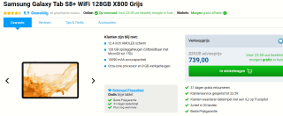 Samsung Galaxy Tab S8+ - WiFi - 128GB - Graphite voor €739 bij Belsimpel