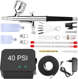 Powate 40 PSI Airbrush Set, Dual Action Multi Función Airbrush Set con compresor por 77,91€