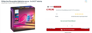 Philips Hue Play Gradient PC Lichtstrip 24-27" 3-Pack voor €99,90 bij Alternate