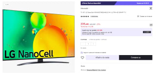 Televisor LG 43NANO766QA 43" LED NanoCell UltraHD 4K HDR10 Pro por 335.69€ (Cuenta Nueva 323.69€)
