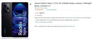 Xiaomi Redmi Note 12 Pro 5G 8GB/256GB Zwart voor €271,64 bij Amazon