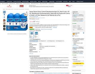 Sanex Dermo Extra Control Desodorante Roll-On Pack 6 Uds x 50 m a solo 7,14€