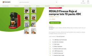 Regalo de cafetera Bosch Finesse color rojo por la compra de 10 packs café Tássimo por 49€