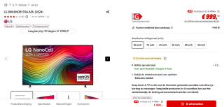 LG 86NANO81T6A 86 inch, 4K Nanocell, Smart TV voor €999 bij de Mediamarkt