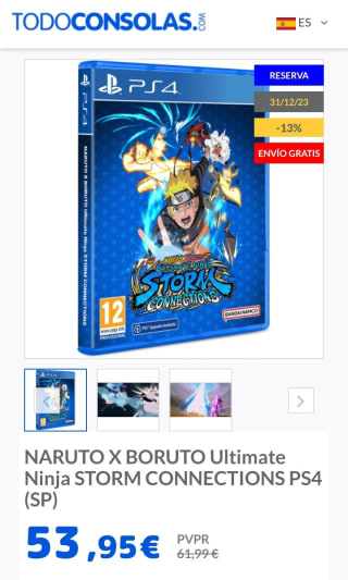NARUTO X BORUTO Ultimate Ninja STORM CONNECTIONS PS4 por 53,95€.