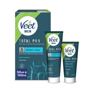 Veet Men Kit de Depilación para Zonas Íntimas del Cuerpo Crema Depilatoria Hombre 100 ml y Bálsamo Post-Depilación 50 ml por solo 4,95€