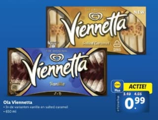 Ola Viennetta vanille of salted caramel voor €0,99 bij de Lidl