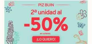 *50% descuento en la segunda unidad piz buin