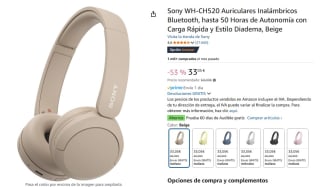 Sony WH-CH520 Auriculares Inalámbricos por 33,05€