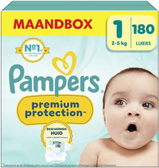Pampers Premium Protection Maat 1 maandbox - 180 luiers - 2kg - 5kg voor €29,74 bij Bol