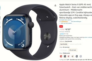 APPLE Watch Series 9 GPS 45 mm Zilver Aluminium Case voor €418 bij Amazon