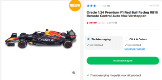 Bestuurbare Red Bull F1 Max Verstappen Auto 1:24 voor €29,99 bij Smyths Toys