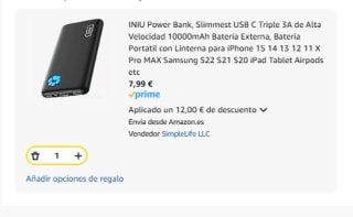 INIU Power Bank, Slimmest USB C Triple 3A de Alta Velocidad 10000mAh por 6,99€