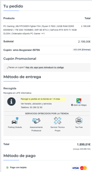 PC Gaming RTX 5070 Ti Ryzen 5 7600 32GB 6000MHz 1TB 7400 MB/s por solo 1,899€