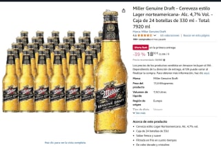 Pack 24 cervezas Miller Genuine Draft 330 ml por 18,92€