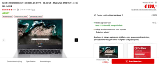 Acer Chromebook 514 CB514-2H-K9YX Zilver voor €199 bij de MediaMarkt