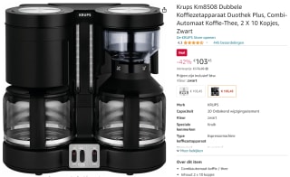 Krups Koffiezetter - Dubbel KM8508 voor €103,45 bij Amazon