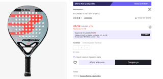Pala de Padel Bullpadel Flow Light 2022 por 36.79€ (Cuenta Nueva 26.79€)