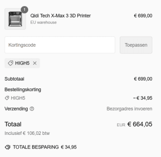 Qidi Tech X-Max 3 3D printer voor €664,05 bij Qidi 3D