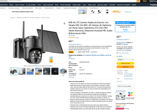 KKB Cámara de Vigilancia 4G 2K LTE Exterior Inalámbrica por solo 39,99€