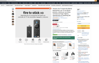 Amazon Fire TV Stick HD (Última generación) con TV en directo gratuita mando por voz Alexa por solo 28,99€