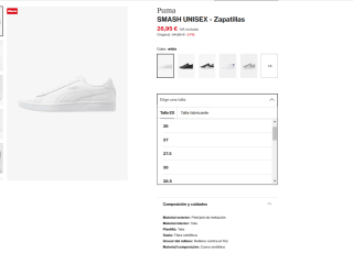 Zapatillas Unisex Adulto marca Puma Smash V2 L por 26,95 €