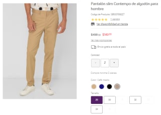 Pantalón Slim Contempo Café Medio por $149 en Suburbia