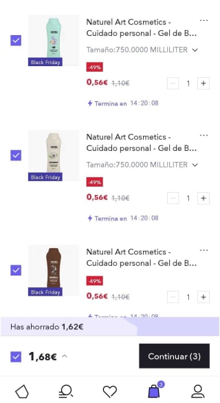 3 geles de baño de 750ml por solo 1,58€ la unidad por solo 0,56€