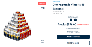 Pack 48 Latas Corona para la Victoria a $529 en Beerhouse