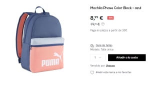 Mochila Puma Phase Color Block por 8.99€