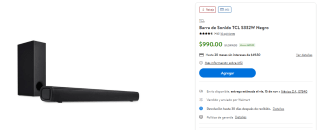 Barra de Sonido TCL S332W con descuento en Walmart