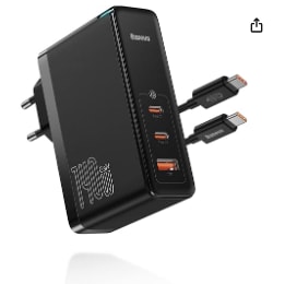 Chargeur USB C Rapide 140W Baseus 3 Ports à 66,66€