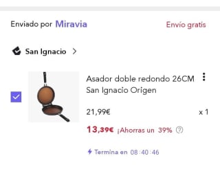 San Ignacio Asador Doble 26cm por 13,39€.