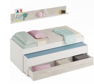 Cama Nido Elliot con cajón y estante habitación Juvenil color blanco artik y blanco velho a solo 169,35€
