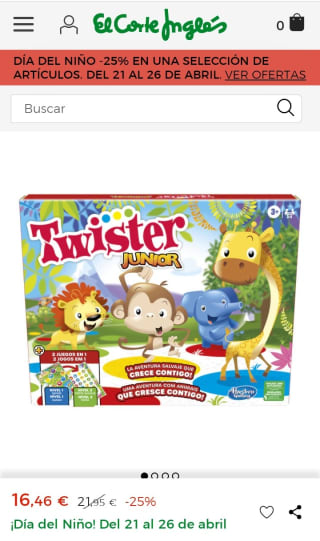 Juego Twister Junior Hasbro Gaming por 16,46€.