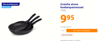 Granite stone koekenpannenset 3-delig voor €9,95 bij de Action